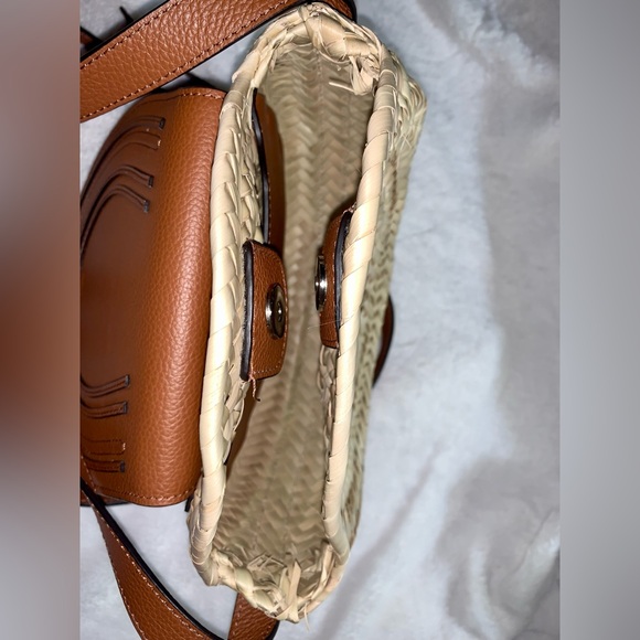 Chloe Marcie Woven Palm Round Crossbody Bag (Tan) - Picture 13 of 16